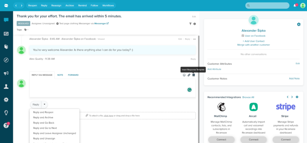 Re:amaze - replying features