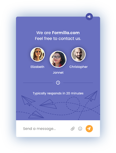 Formilla live chat start window