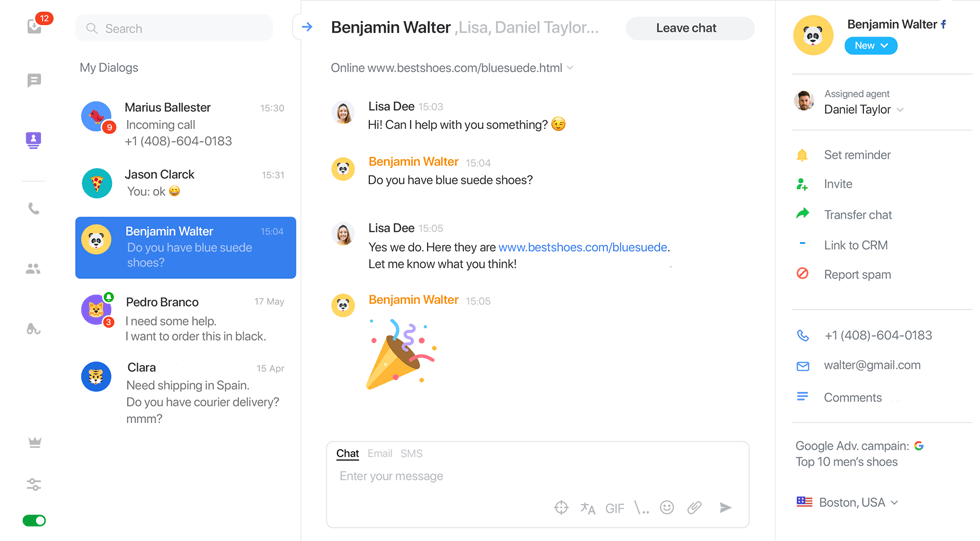 A customer asking a support agent on live chat about a certain item in a chat window.