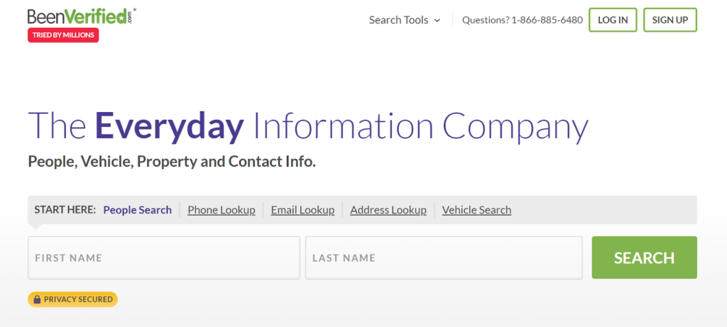 BeenVerified search bar