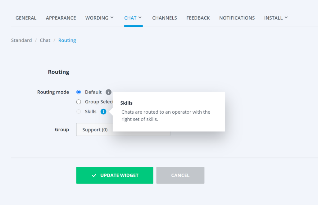 Userlike - chat routing option
