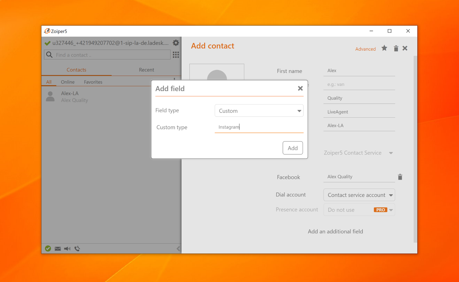 Zoiper - Add new field