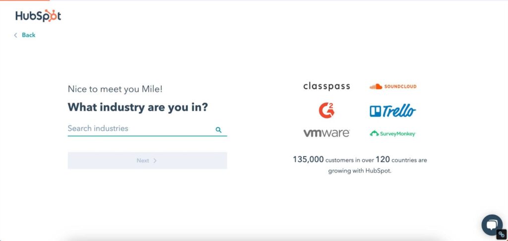 Hubspot - What industry are you in