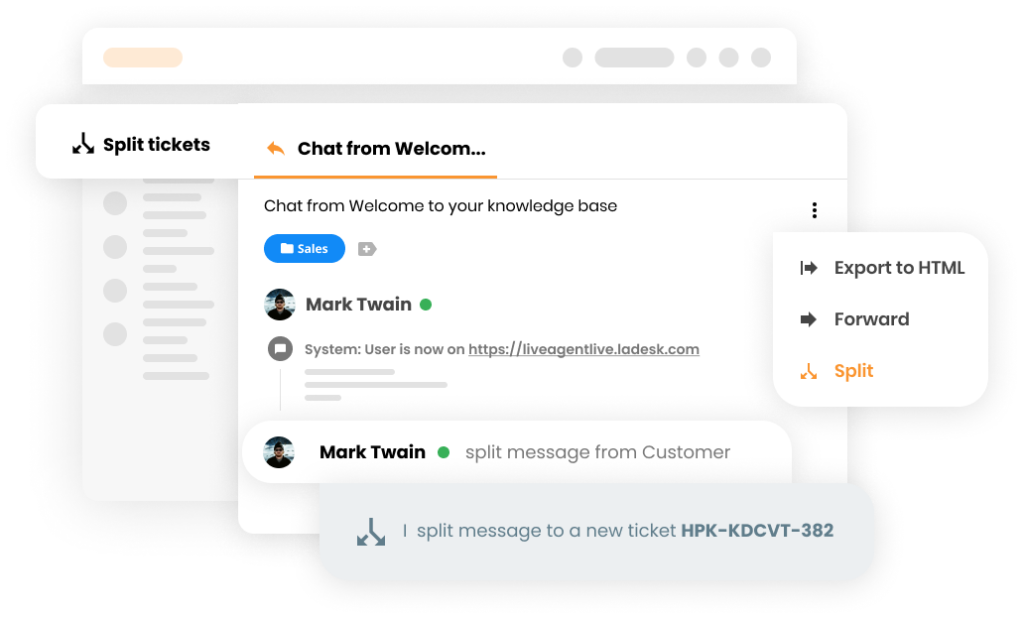 Split tickets feature in Ticketing software - LiveAgent