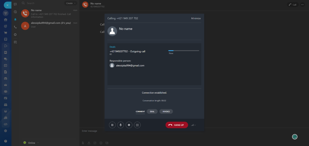 Bitrix24 ongoing call