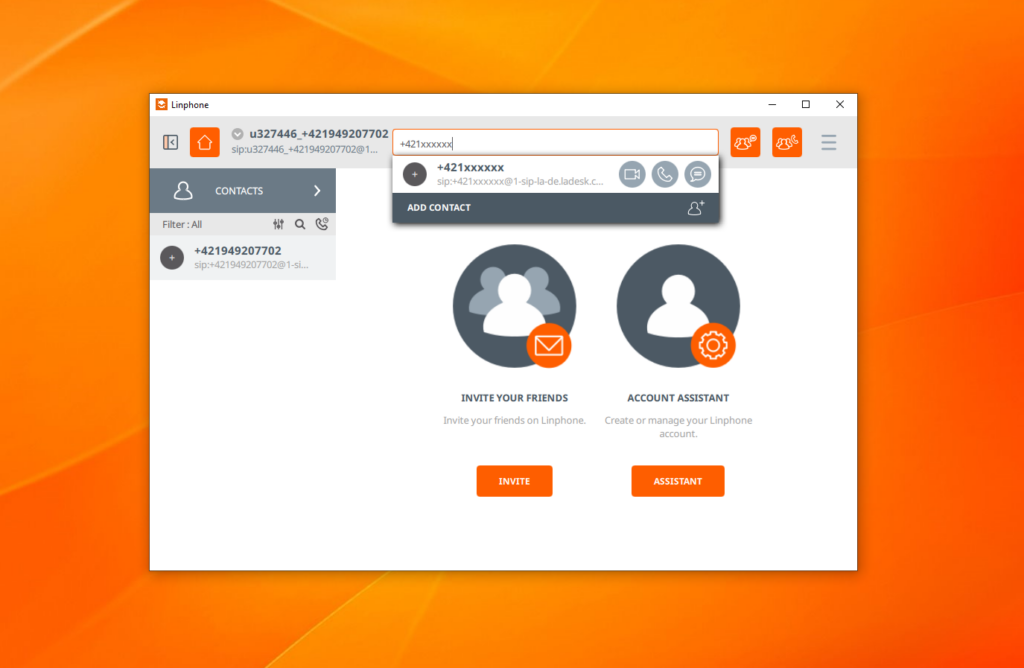 Add contact - Linphone app