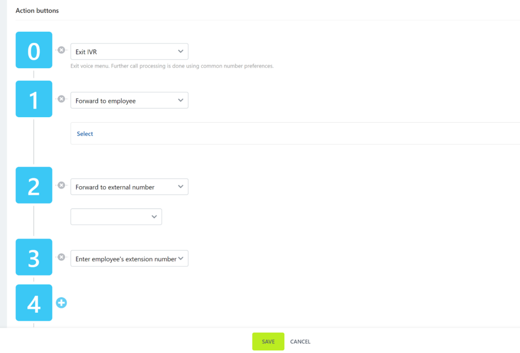 Bitrix24 IVR Action buttons - Save finished settings