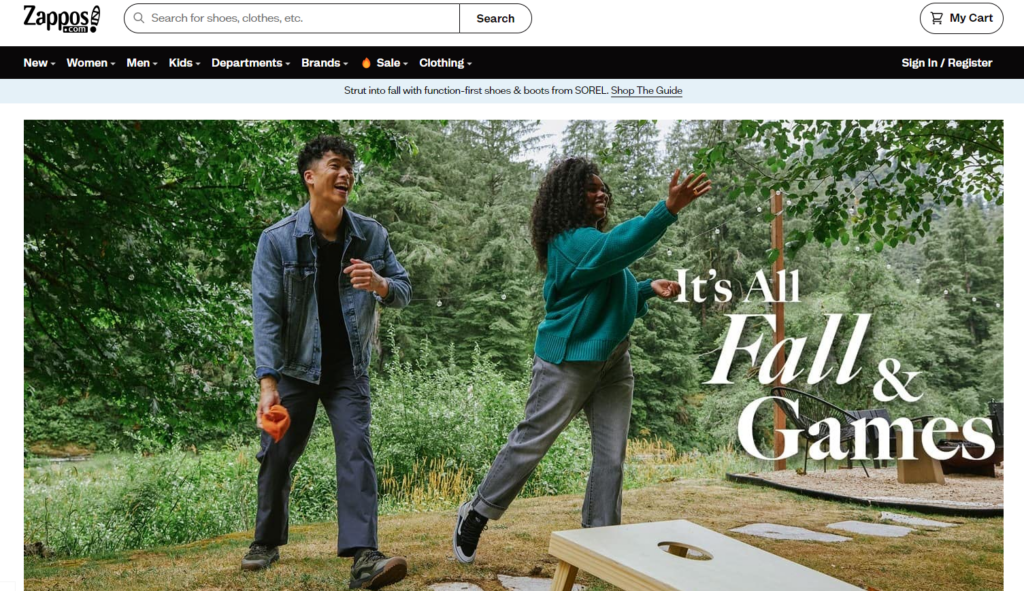 Zappos homepage