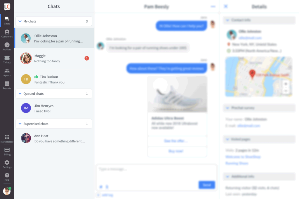 livechat - ongoing real-time chat