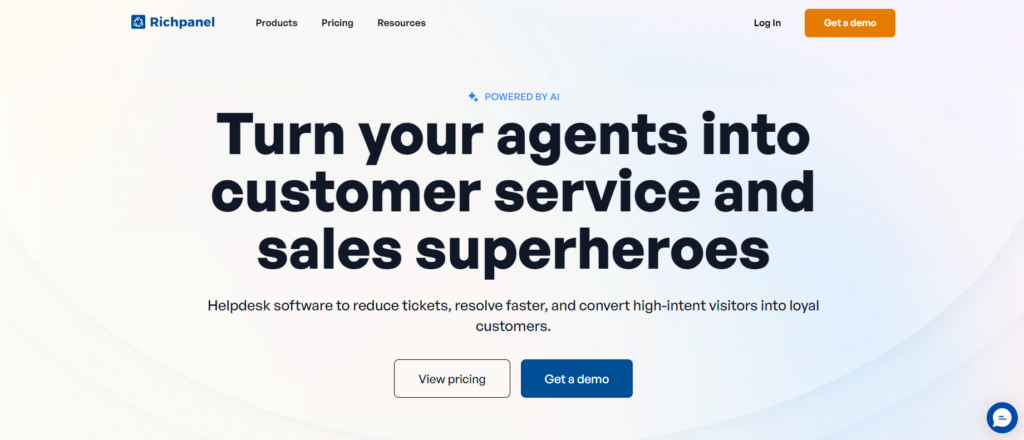 Richpanel home page - AI-powered help desk software for e-commerce businesses
