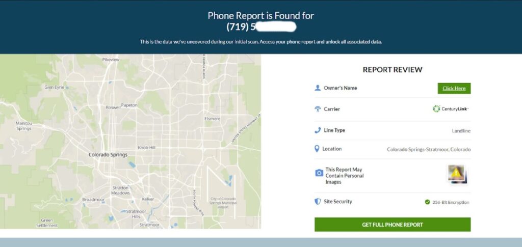 Intelius phone report
