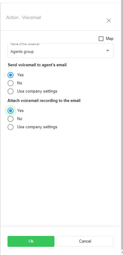 CloudTalk - Voicemail actions settings