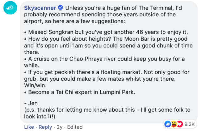 Skyscanner Jen reply