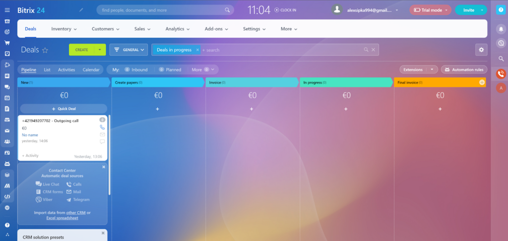 Bitrix24 call history
