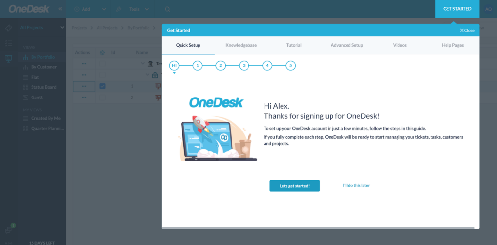 OneDesk - getting started