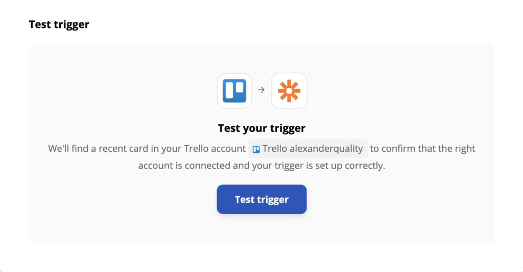 Test of a Trello trigger in Zapier