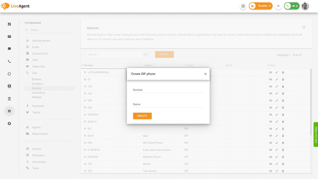 The first step of creation of IVR tree in LiveAgent