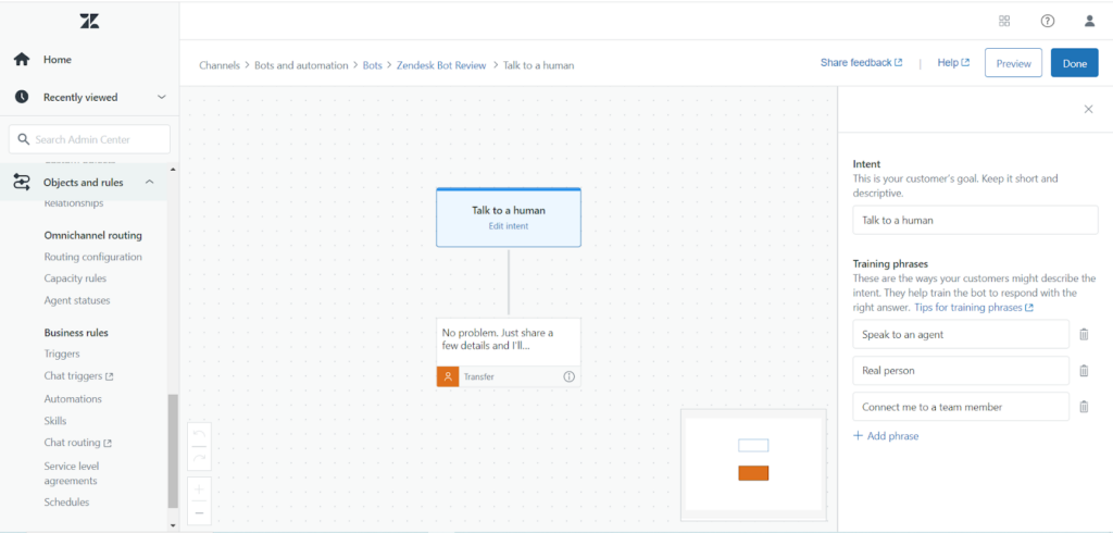 Zendesk - setting up chatbot rules