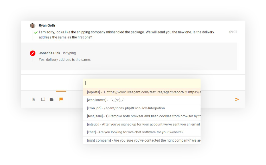 Canned messages - Macros feature in LiveAgent
