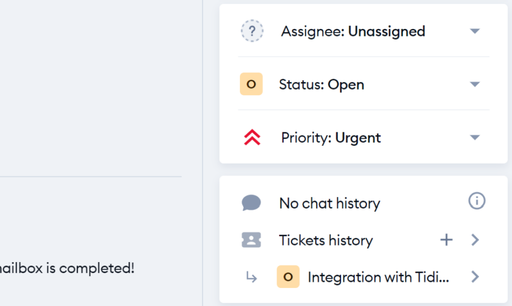 Tidio - ticket features