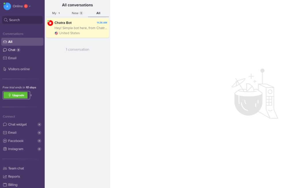 Chatra interface overview