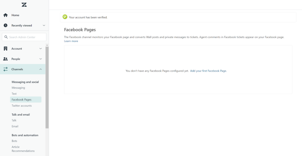Zendesk - Facebook pages
