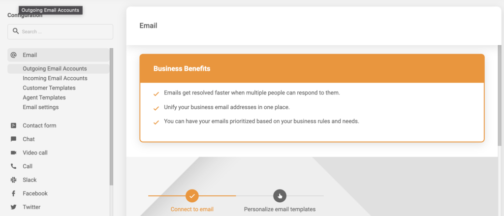 Outgoing or Incoming email account selection in LiveAgent