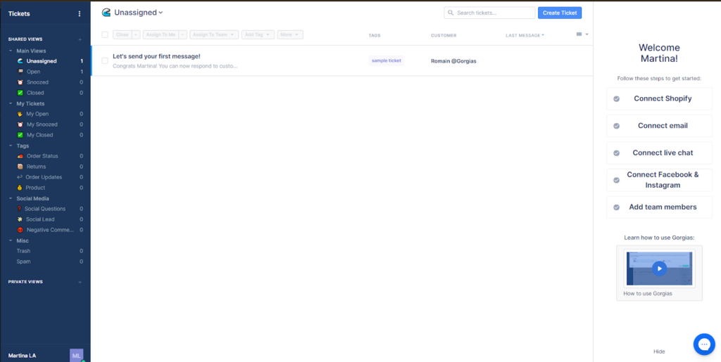 Gorgias interface
