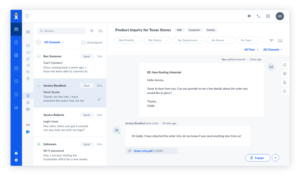nextiva - live chat window