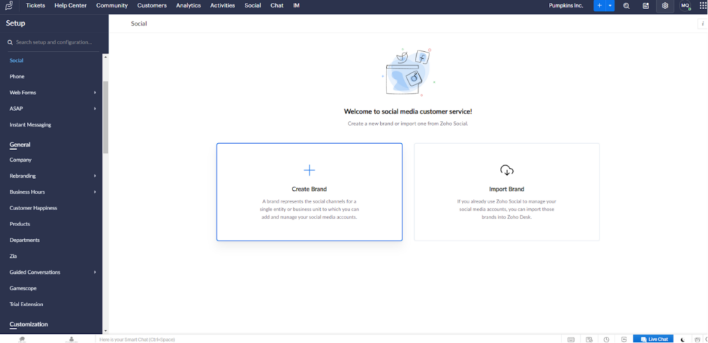 Zoho Desk - create brand