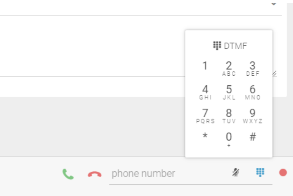 Dialfire - interface to initiate a call