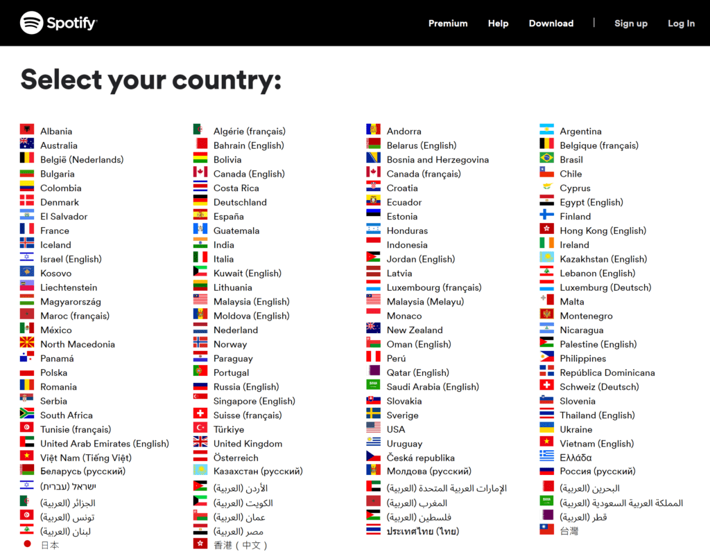 Country selector
