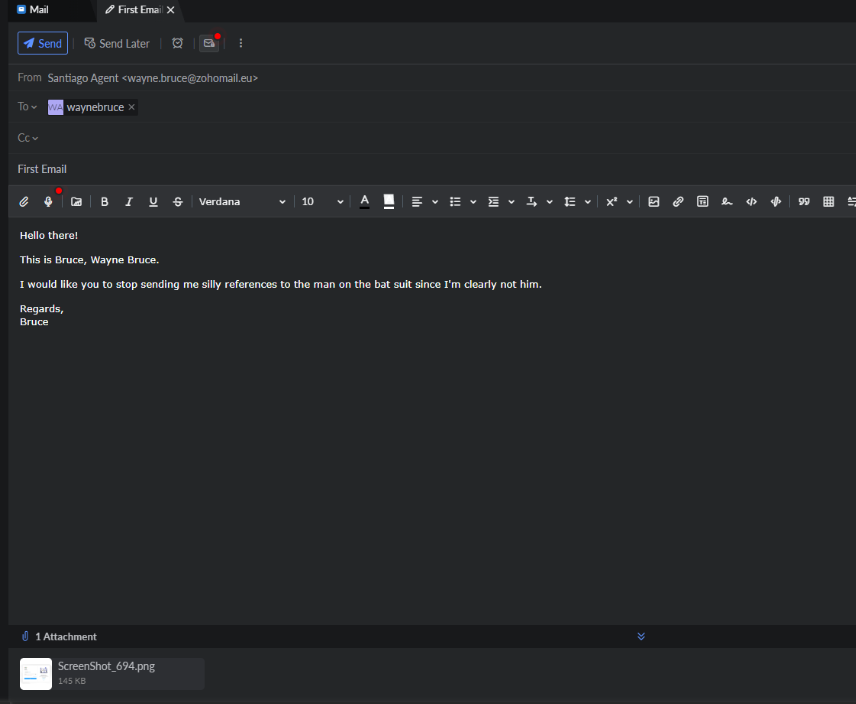 Zoho Mail - drafting first email