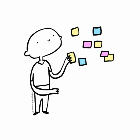 Brainstorming with the help of sticky notes