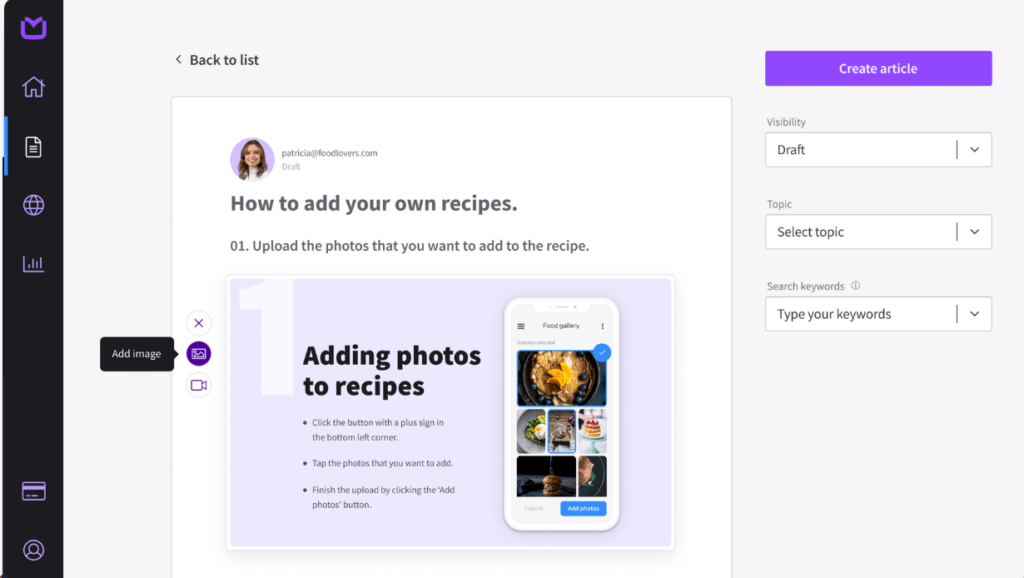 KnowledgeBase UI example