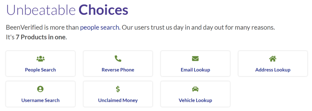 BeenVerified - unbeatable choices