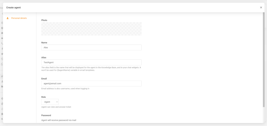 Create new agent in LiveAgent