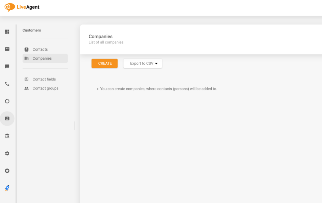 LiveAgent create company