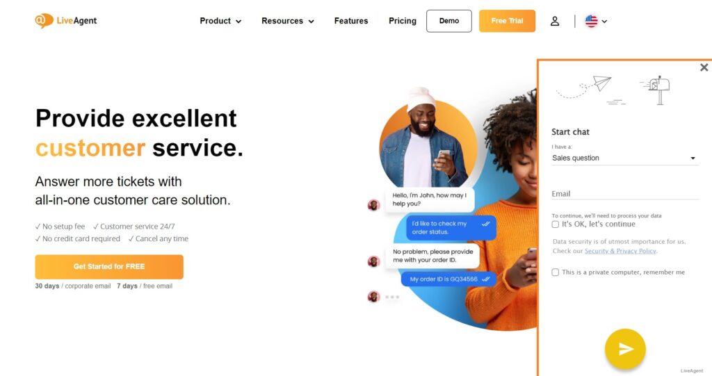 image of LiveAgent’s live chat for quick and easy customer support.