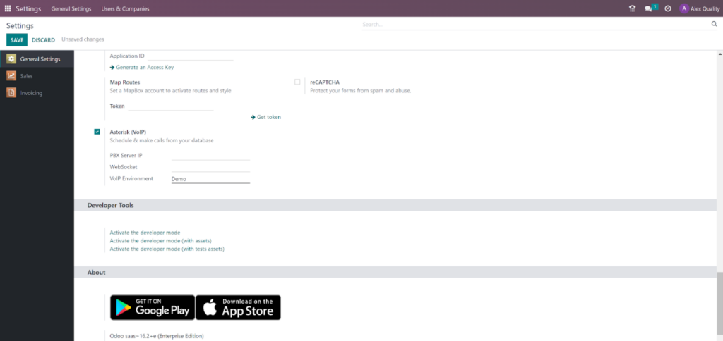 Odoo - call functionality settings