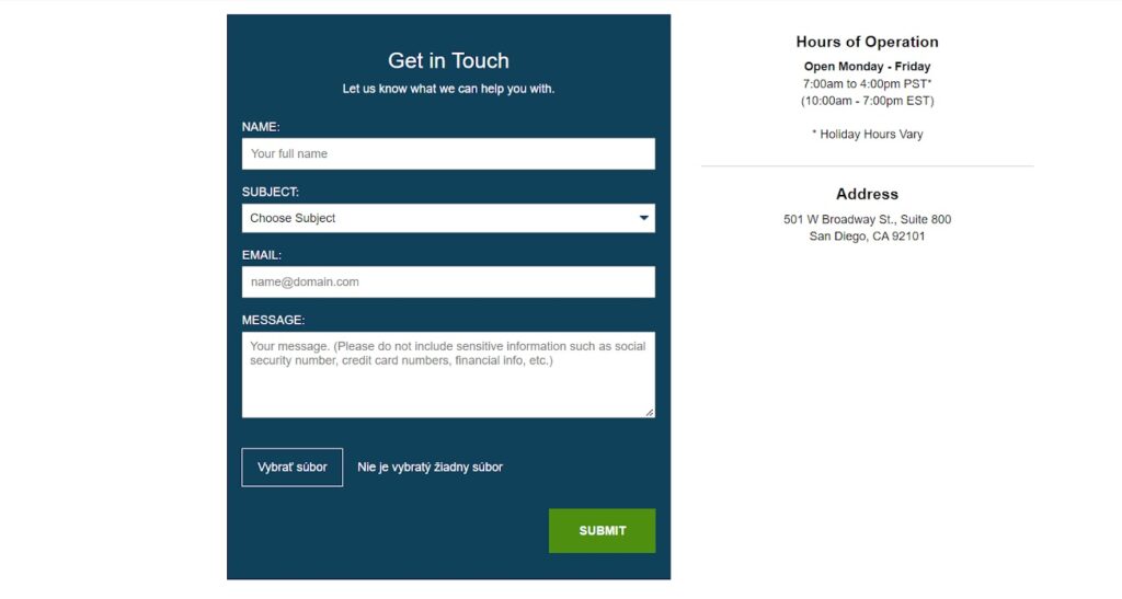 Intelius contact form