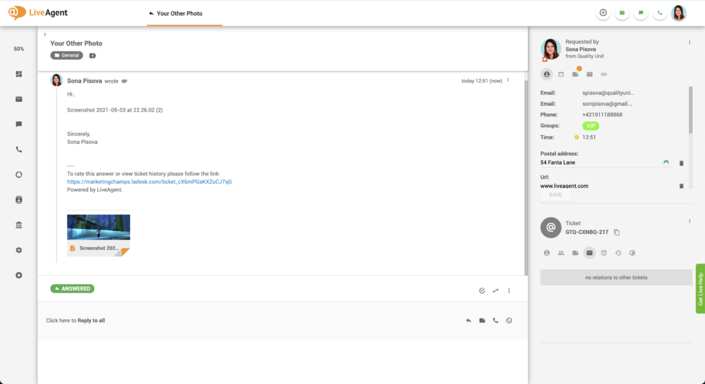 How a copied and pasted image looks in customer communications.