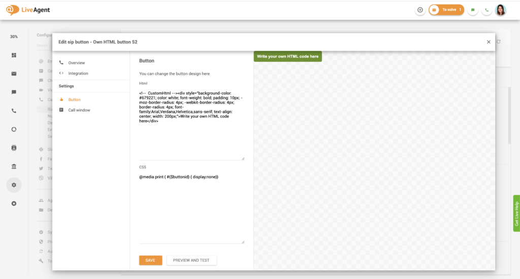 LiveAgent - create custom button
