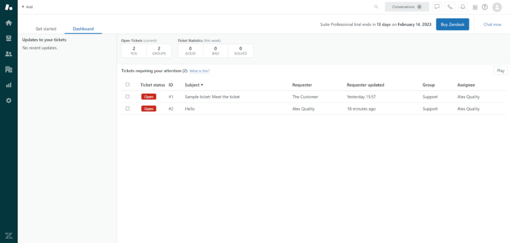 Zendesk - interface