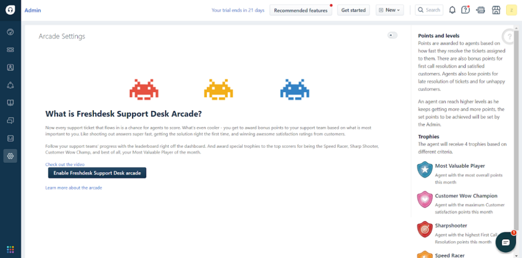 Freshdesk Support Desk Arcade overview
