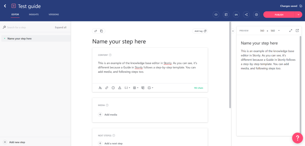 Stonly article editor
