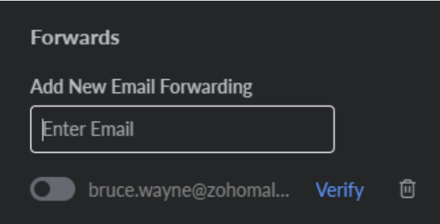 Zoho Mail - email forwarding settings