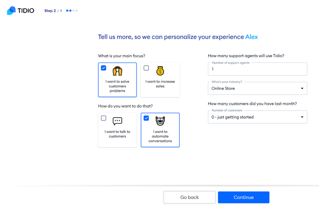 Tidio - personalization