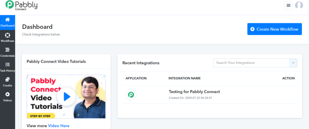 Pabbly Connect User Dashboard