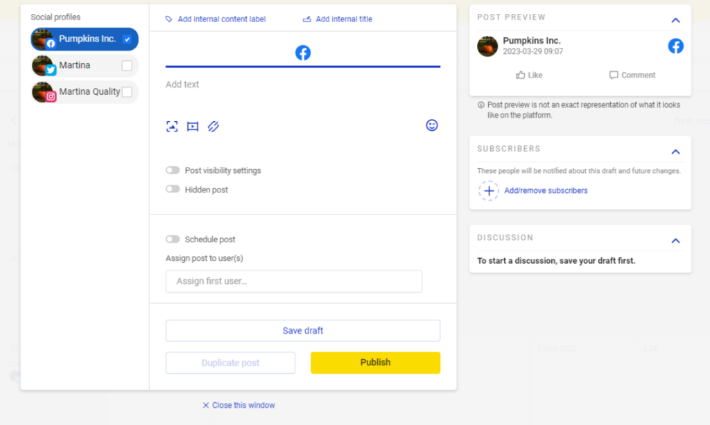 NapoleonCat- setting post schedule
